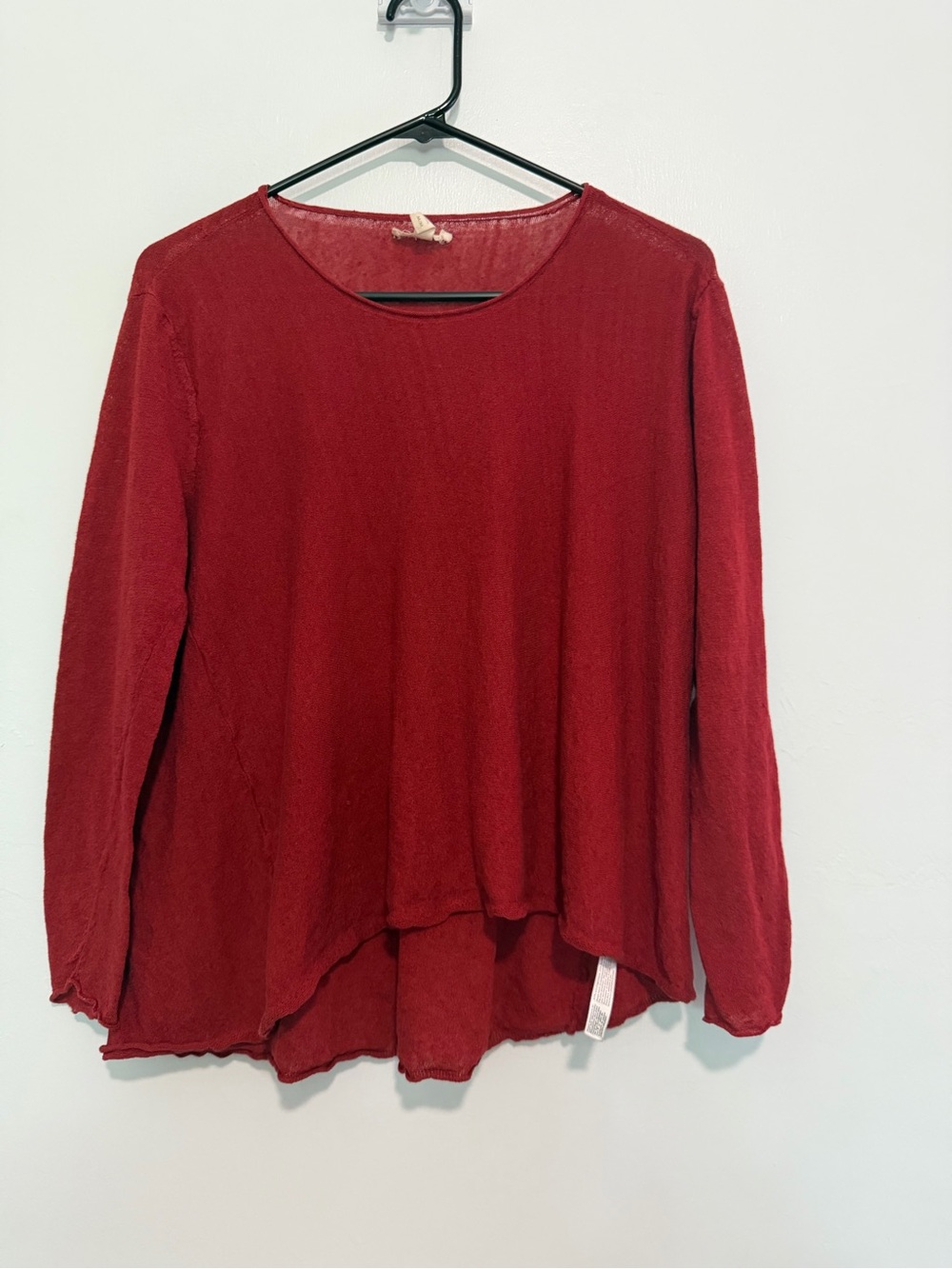 Eileen Fisher  Linen/Nylon  Blouse Long Sleeve Size M Burgundy Red